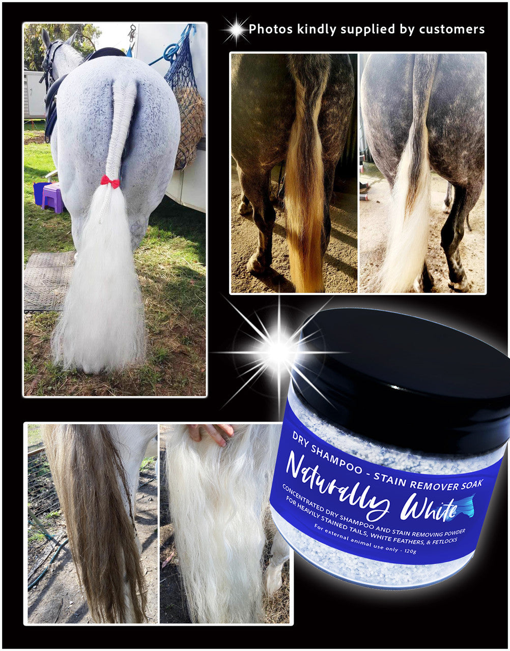 Dry Shampoo Stain Remover Soak by Naturally White Horse Supplies NZ