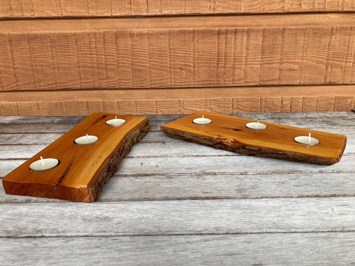 handcrafted wooden candle holder