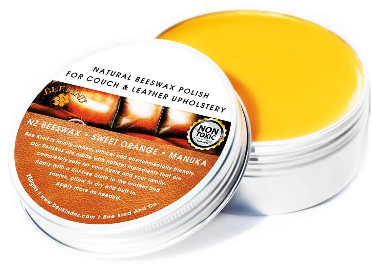 Natural beeswax polish conditioner for leather furniture Beekind