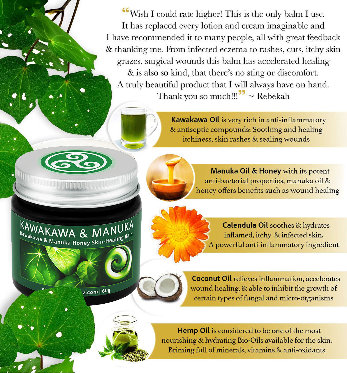 kawakawa manuka calendula skin balm